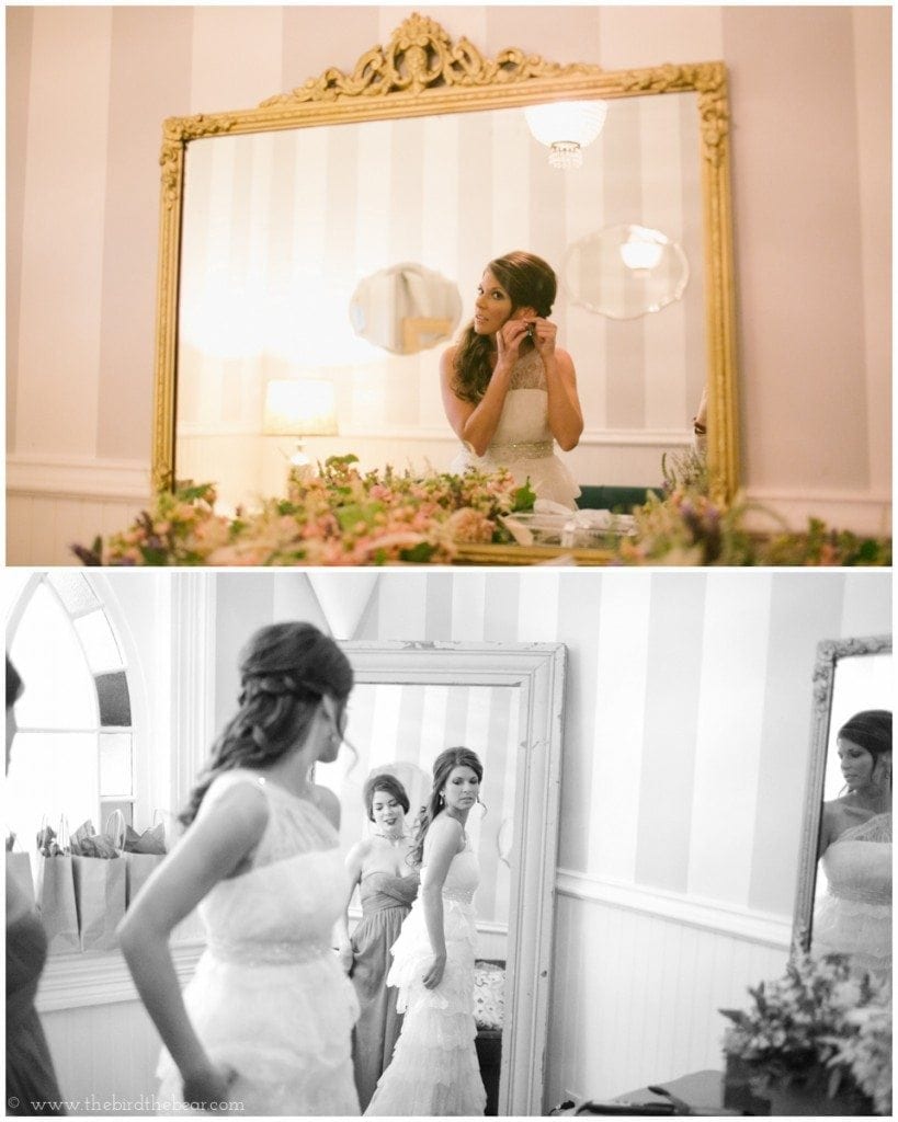 The bride gets ready in the bridal suite at Mercury Hall in Austin, TX.