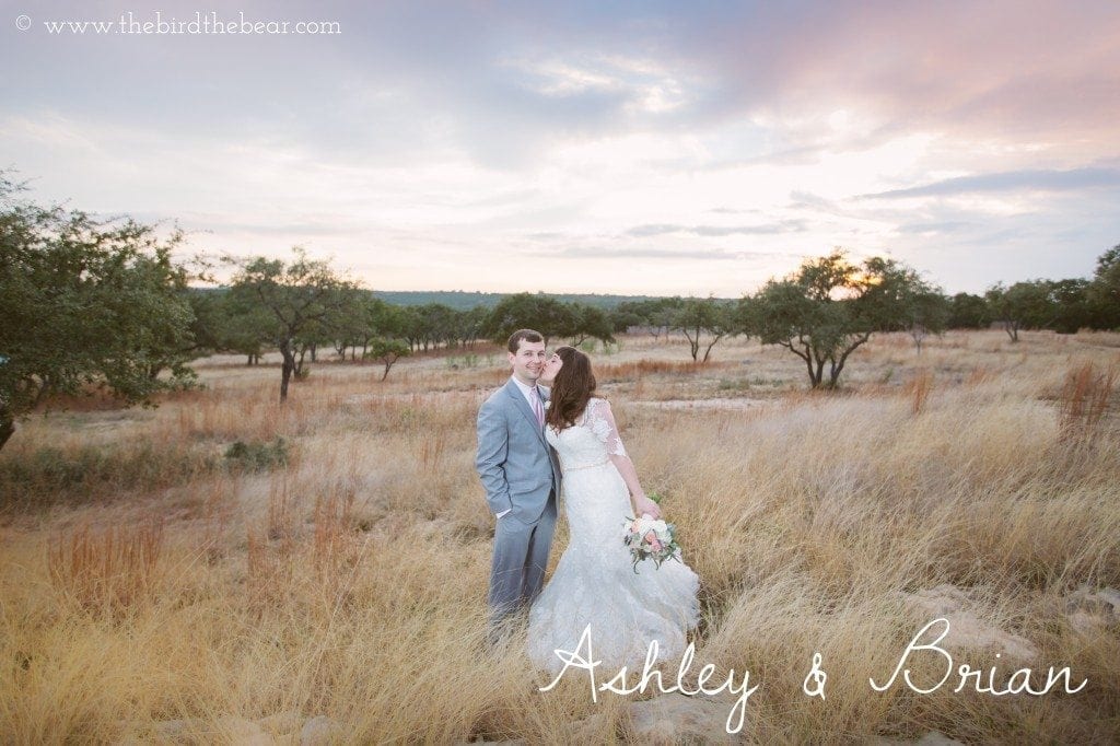 Bride and groom at sunset at the Heritage House in Dripping Springs,  TX.