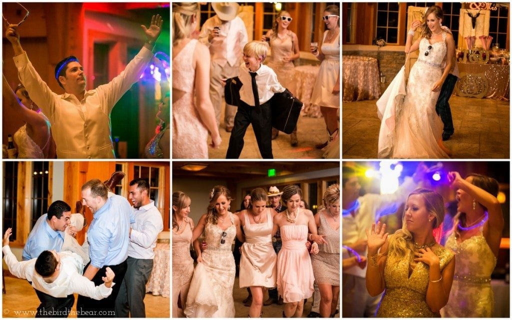 Wedding guests dancing in the reception hall at Sacred Oaks in Dripping Springs, Tx. 