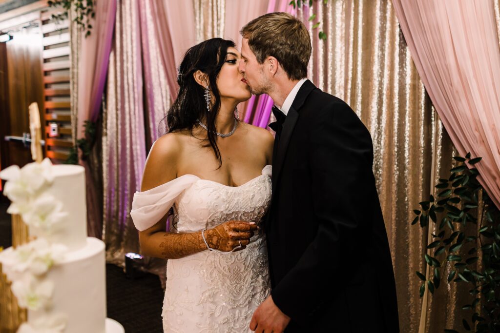 Bride and groom kissing at their Lakeway Resort wedding
