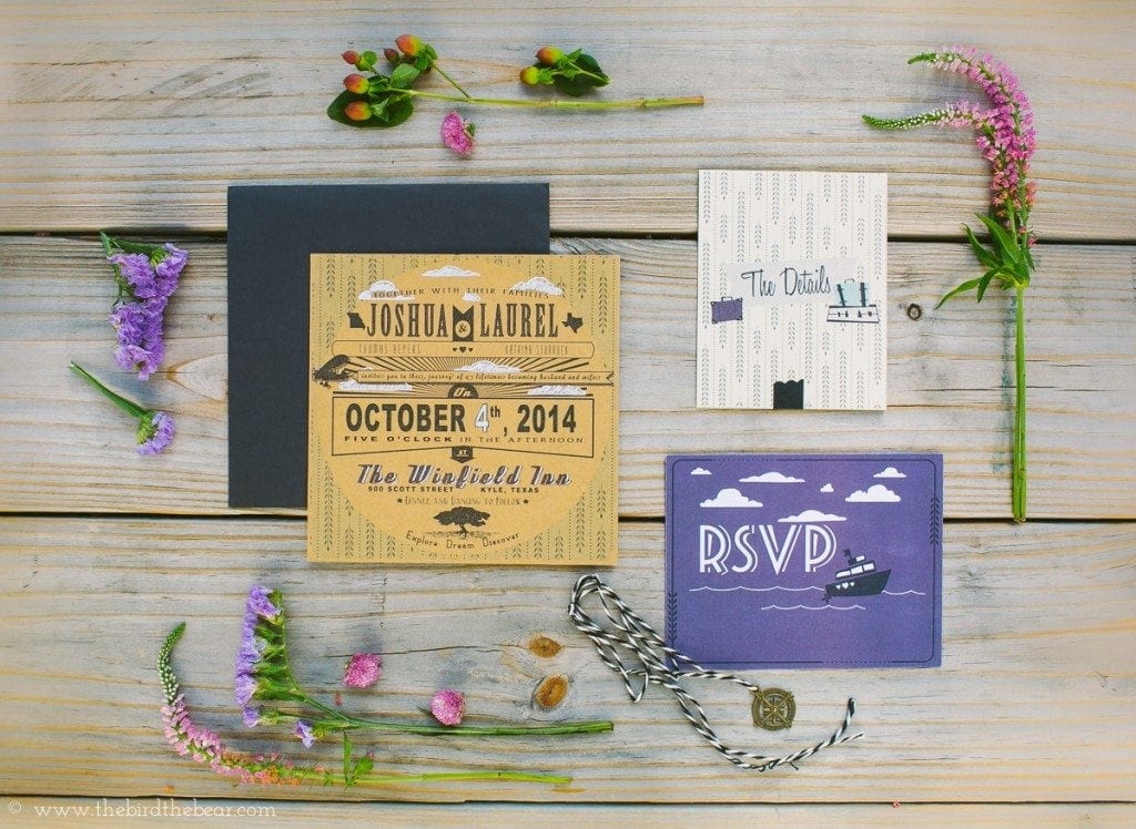 Travel themed wedding invitation