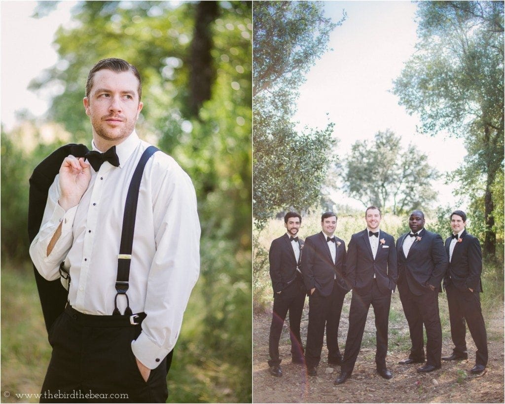 stylish groomsmen with suspenders