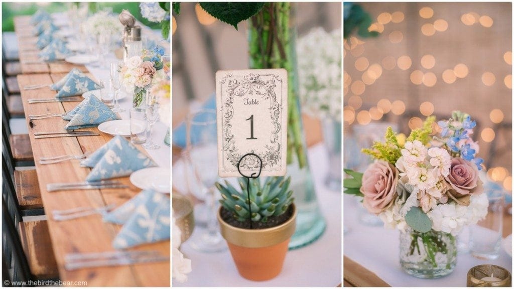 Succulent table cards for wedding reception
