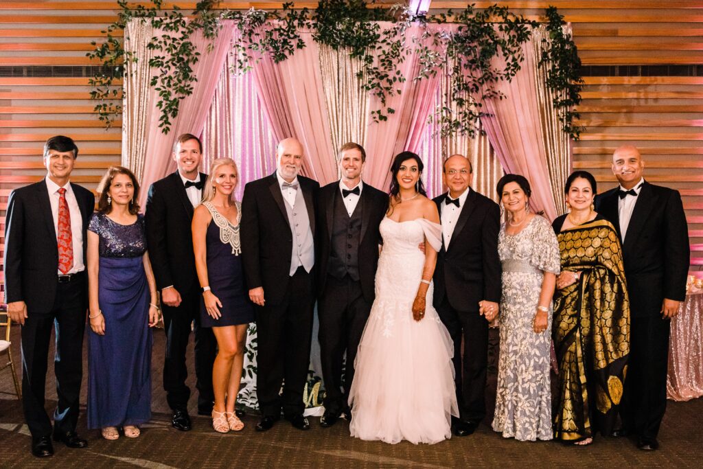Group of guests with bride and groom at Lakeway Resort wedding