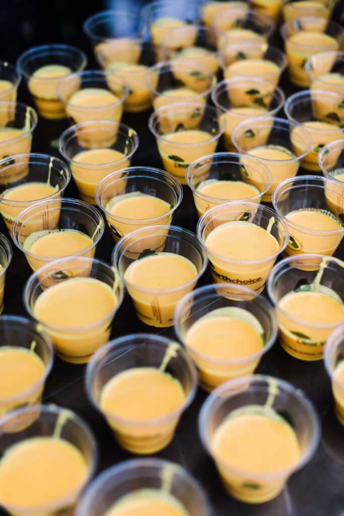 Cups of mango lassi at a Lakeway Resort wedding