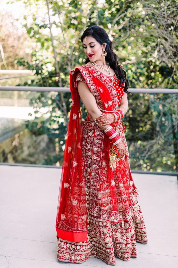 Bride in Indian wedding attire at Lakeway Resort wedding
