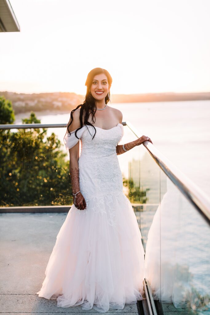 Bride in wedding dress at her Lakeway Resort wedding